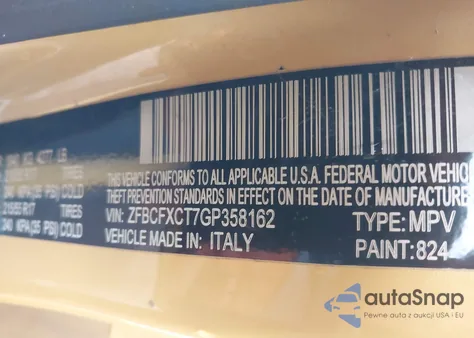 2016 Fiat 500X Trekking z USA, uszkodzony, nr VIN ZFBCFXCT7GP358162